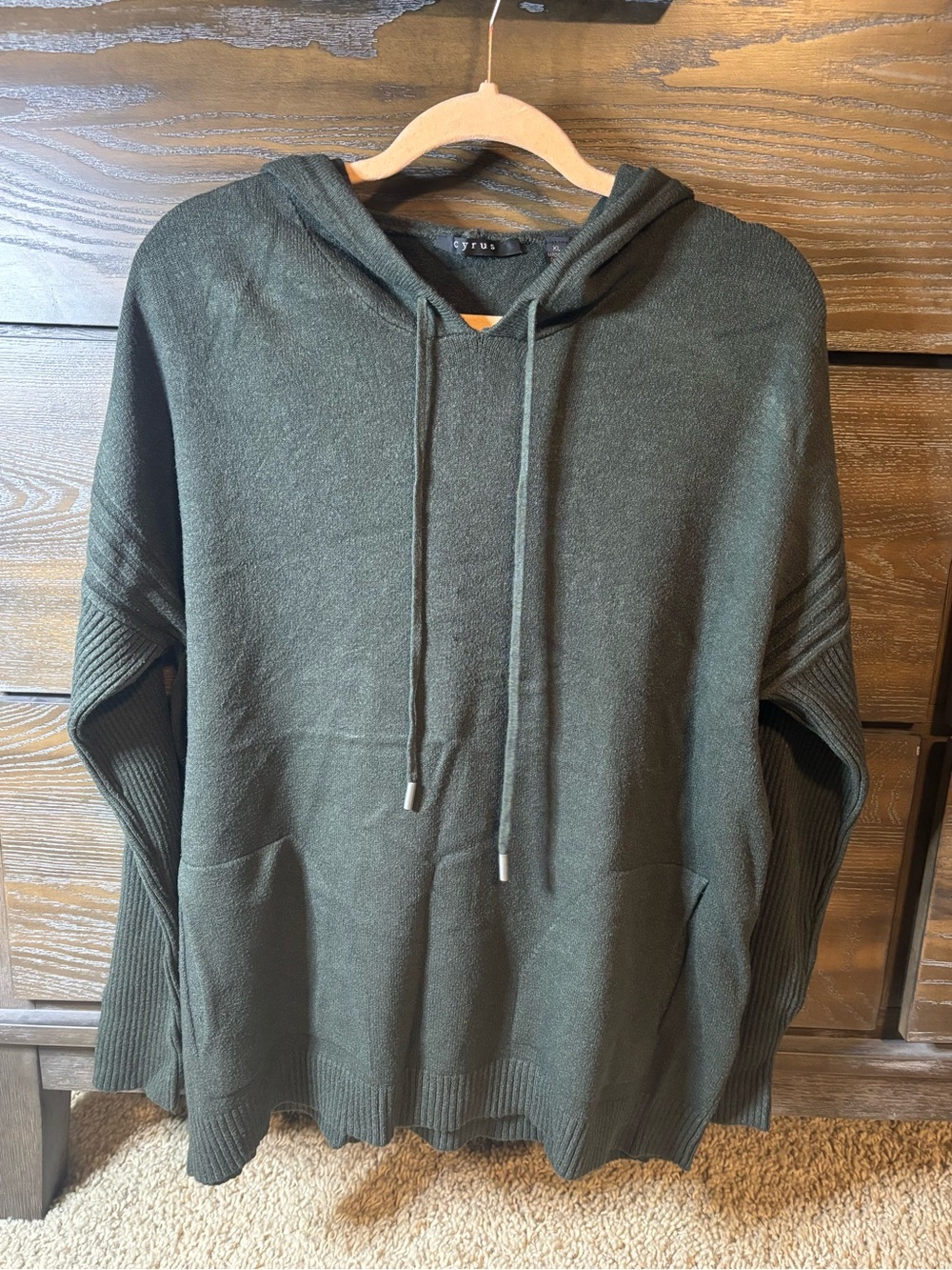 Cyrus Hooded Knit Sweater in Olive Green